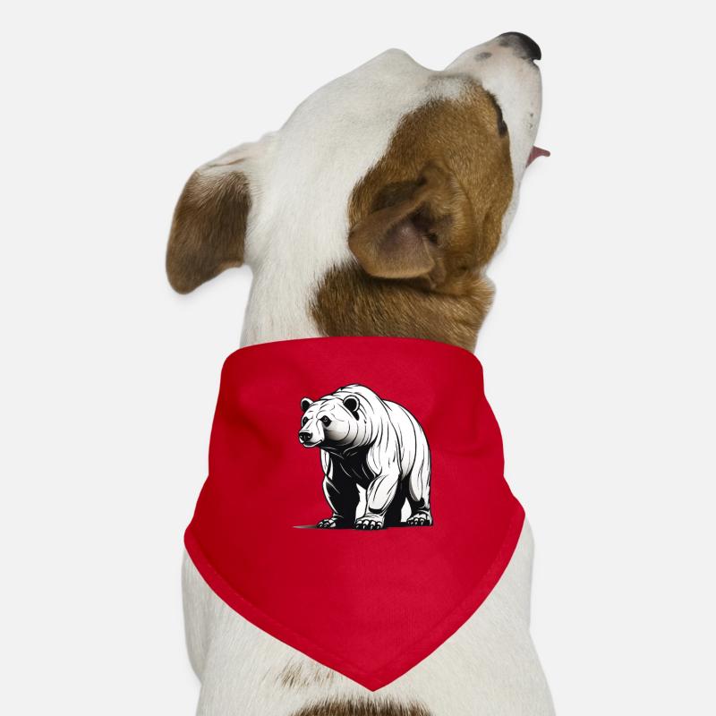 Stylish bear illustration in black and white Dog Bandana