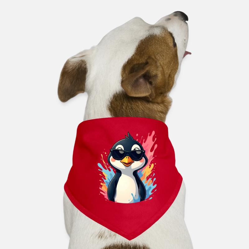Cool Pingu mit Sonnenbrille - Hunde-Bandana - Rot