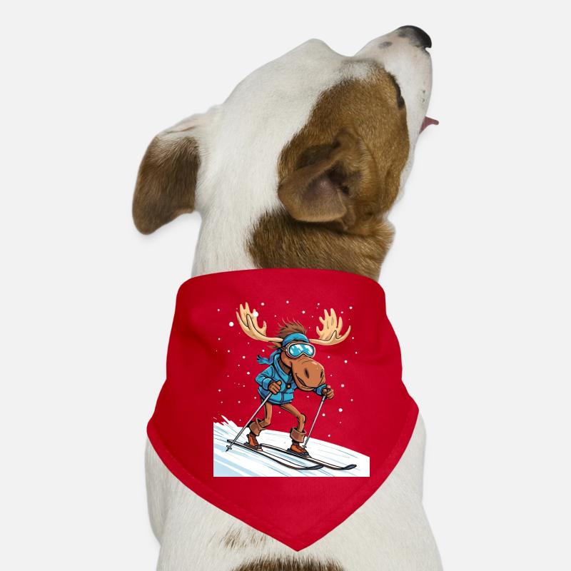 Moose skier in the snow Dog Bandana
