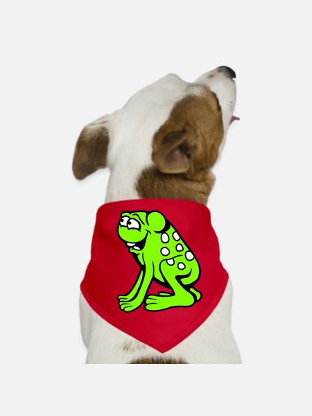 Frosch Kröte lacht lustig albern frech sitzt Comic - Hunde-Bandana - Rot - Vorne