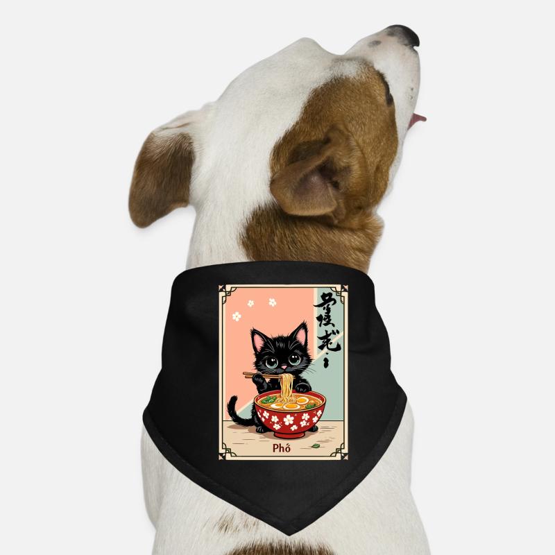 Chaton Pho Ramen Art Bandana pour chien