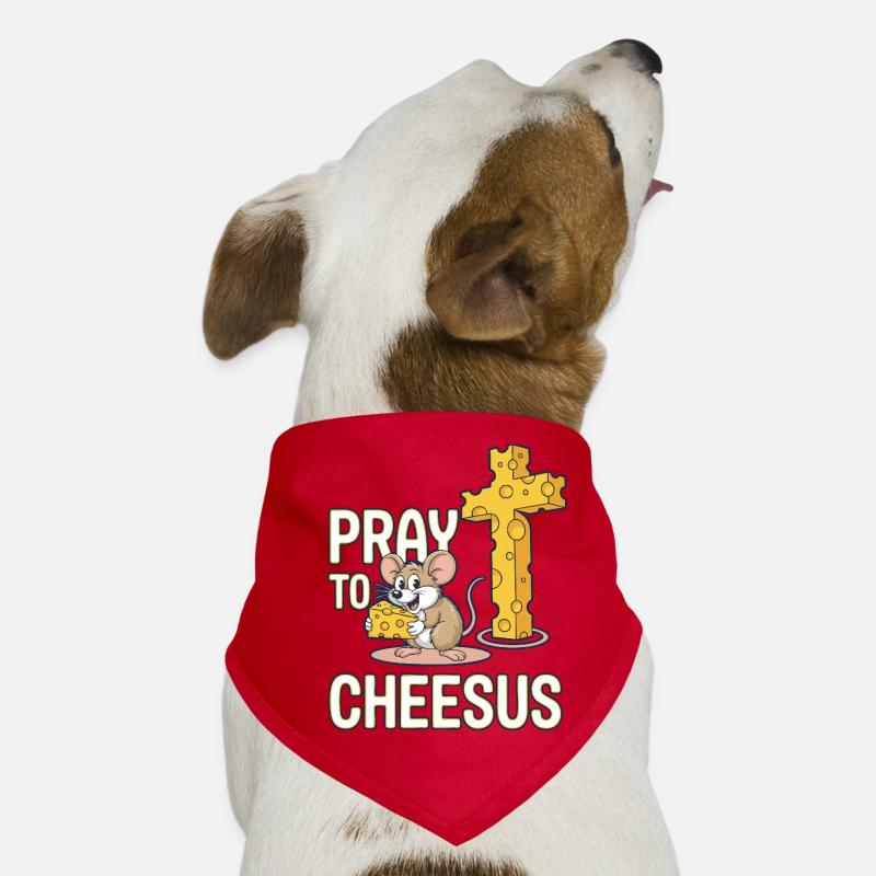 Priez le cheesus – Croix de souris et de fromage Bandana pour chien