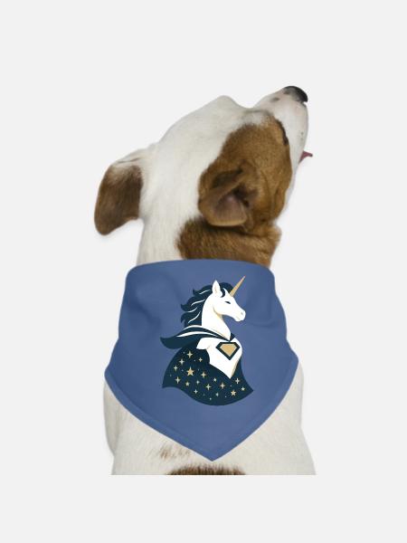 Unicorn with cape, magic in the heart - Dog Bandana - red - Front