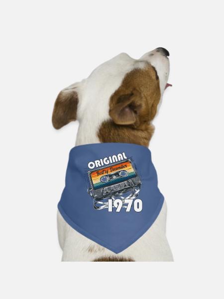 55. Geburtstag Kassette Dezember Jahrgang 1970 - Hunde-Bandana - Rot - Vorne