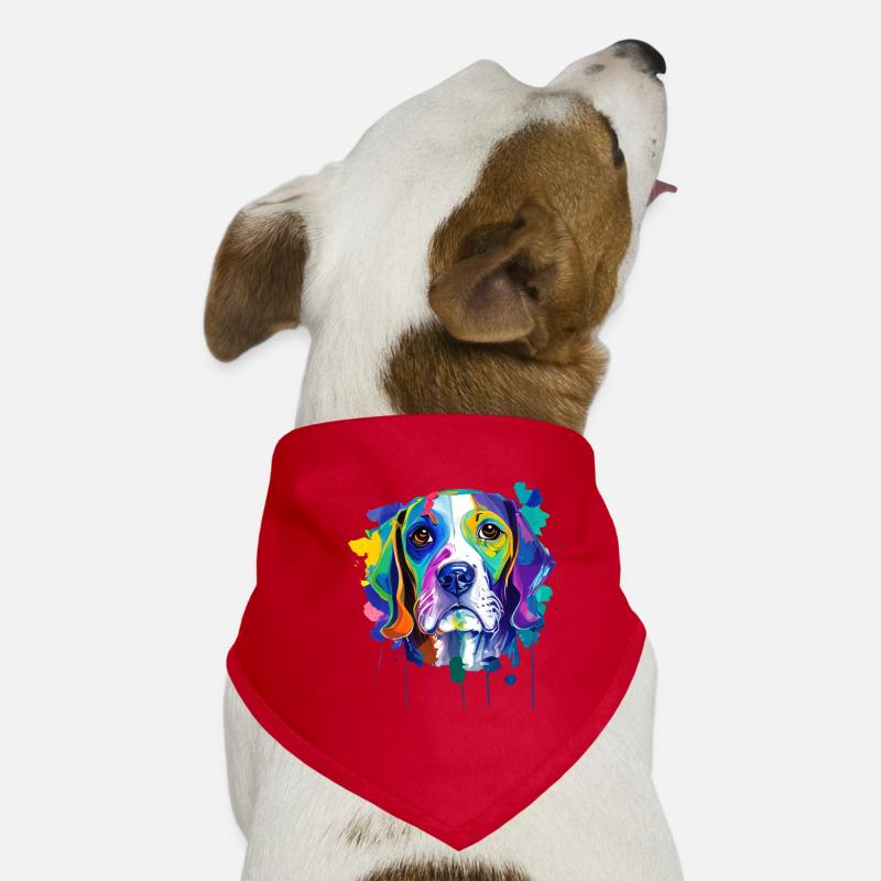 Pinceau abstrait coloré pour portrait de beagle Bandana pour chien