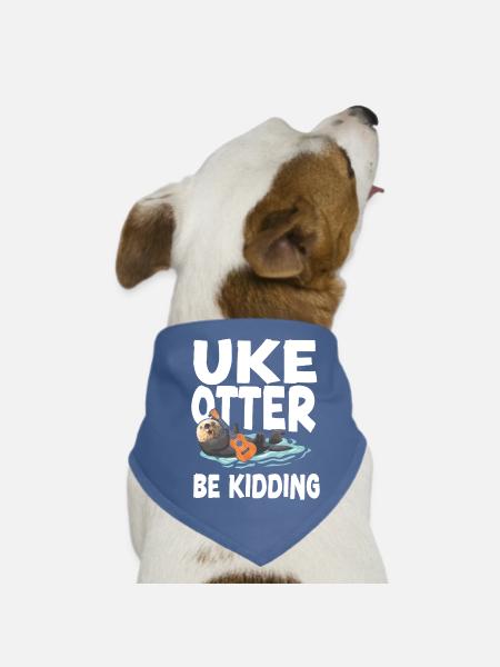 Hawaiian Ukulele Uke Otter Pun Uke - Dog Bandana - red - Front