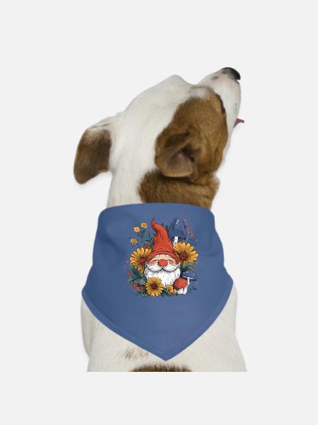 Nordic garden gnome in the blossom forest - Dog Bandana - red - Front