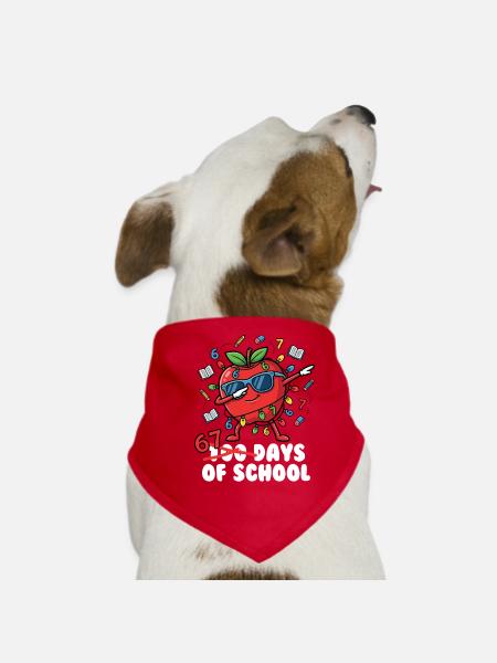 Sechs Sieben Tage Schule 100 Tage 6 7 Spaß 6-7 - Hunde-Bandana - Rot - Vorne