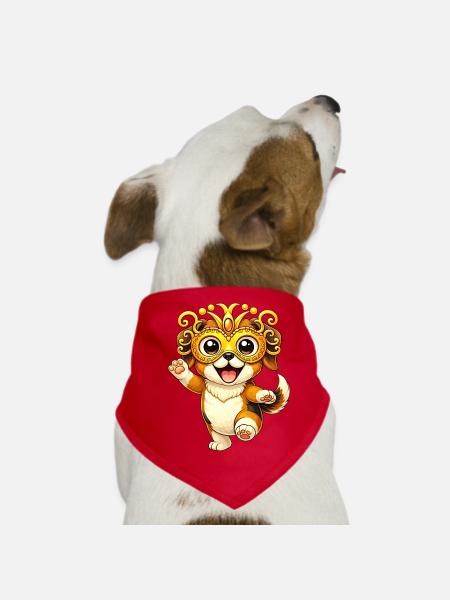 Carnival Beagle Disguise Carnival Dancing Joy - Dog Bandana - red - Front