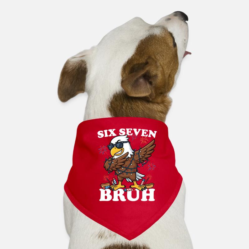 Six Seven Bruh 4. Juli Dabbing Eagle 4. Juli - Hunde-Bandana - Rot