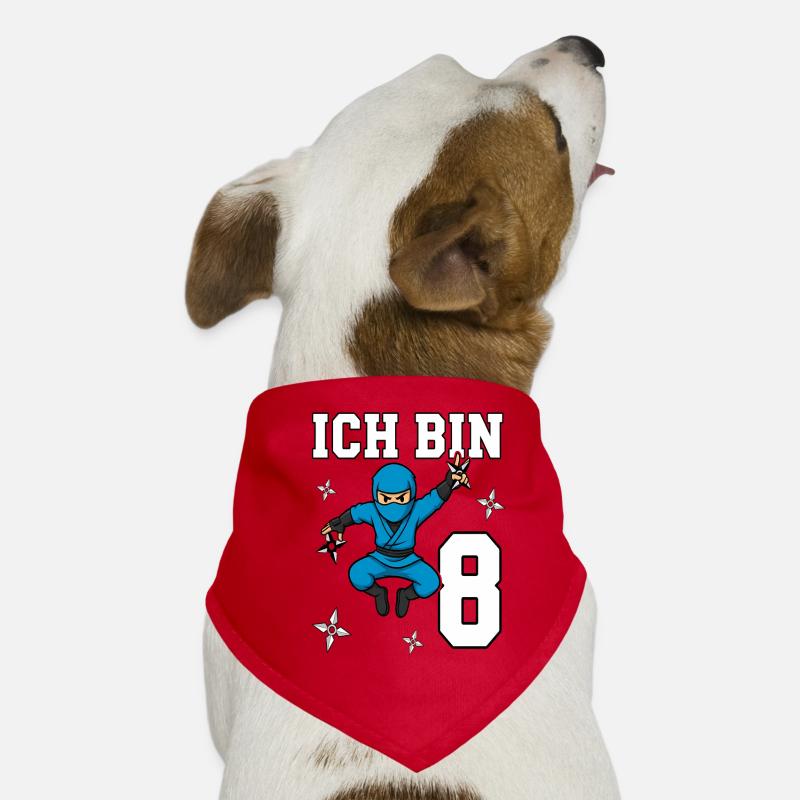 Ich bin 8 Ninja 8. Geburtstag blau Karate Hunde-Bandana