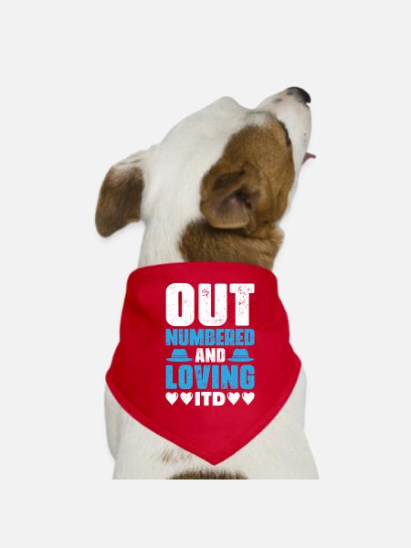 Dad father of three girls daughters - Dog Bandana - red - Front