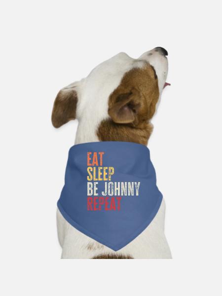 Iss, schlaf, sei Johnny, wiederhole Retro-Name - Hunde-Bandana - Rot - Vorne