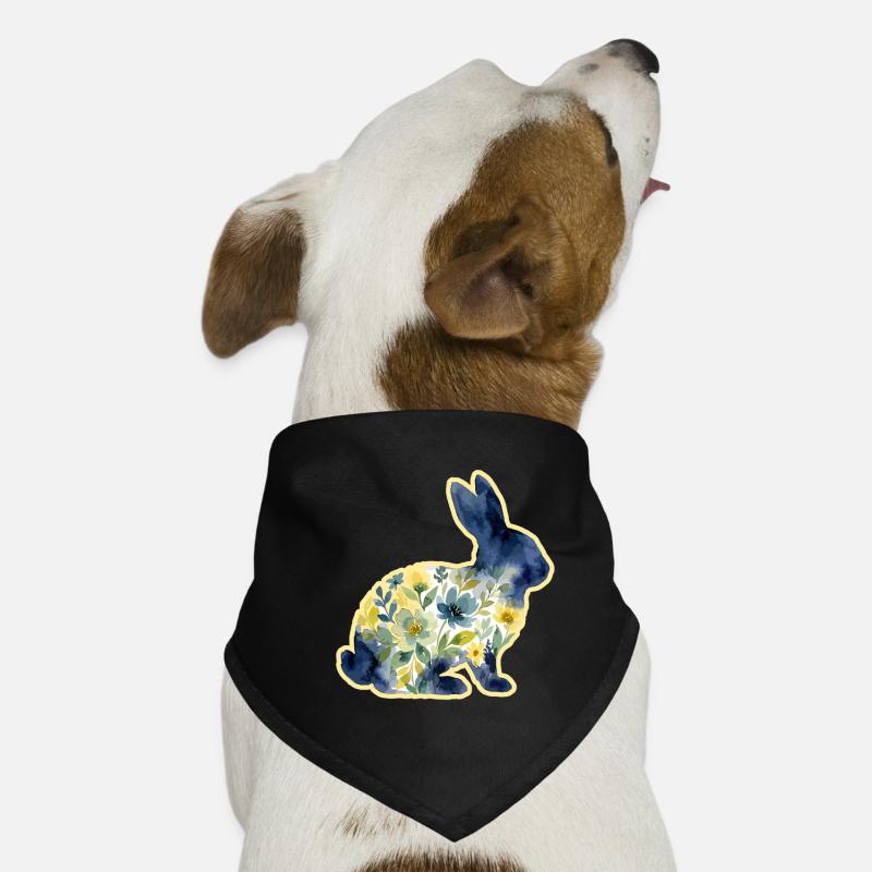 Fleurs de Pâques aquarelle de lapins Bandana pour chien