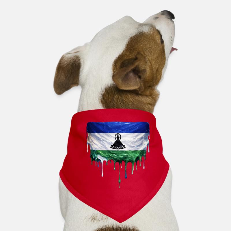 Lesotho Flag in Drop Art Dog Bandana