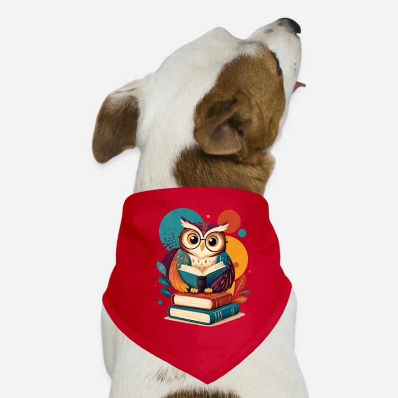 Colorful Reading Owl Dog Bandana