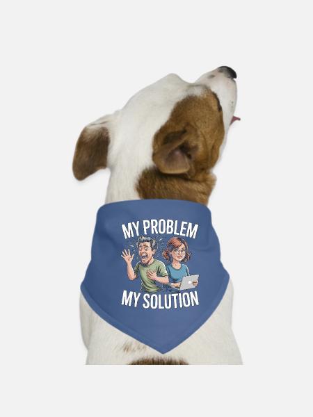Graphiste : mon problème, ma maman pictogramme, papa. - Bandana pour chien - rouge - Devant