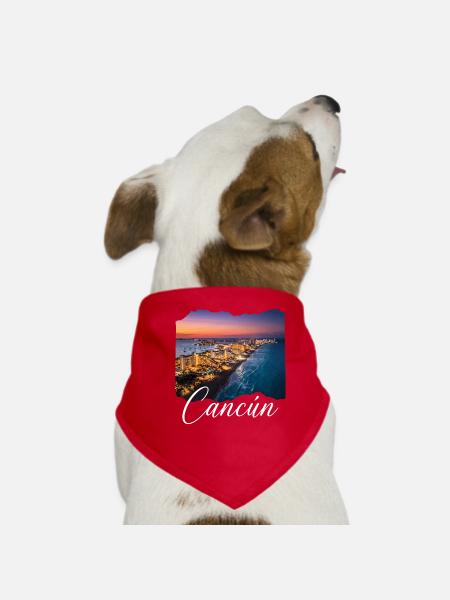Cancún Sonnenuntergang Küstenlinie - Hunde-Bandana - Rot - Vorne