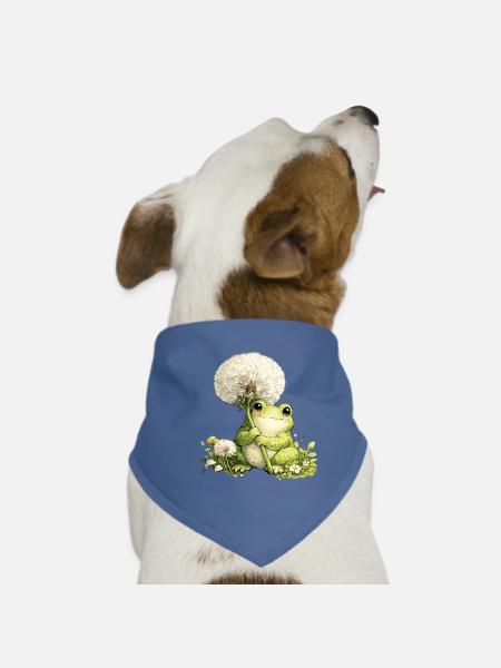 Grenouille mignonne avec pissenlit et fleurs pour - Bandana pour chien - rouge - Devant