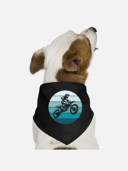 Dirt Bike Retro Sunset Motocross Moto - Bandana pour chien - noir - Devant