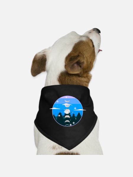 Wald Natur Mondphase Mond mystisch - Hunde-Bandana - Schwarz - Vorne