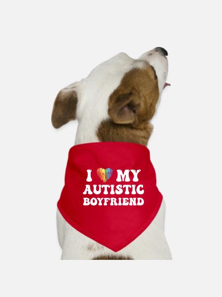 Ich liebe meinen autistischen Freund Valentinstag I Herz - Hunde-Bandana - Rot - Vorne