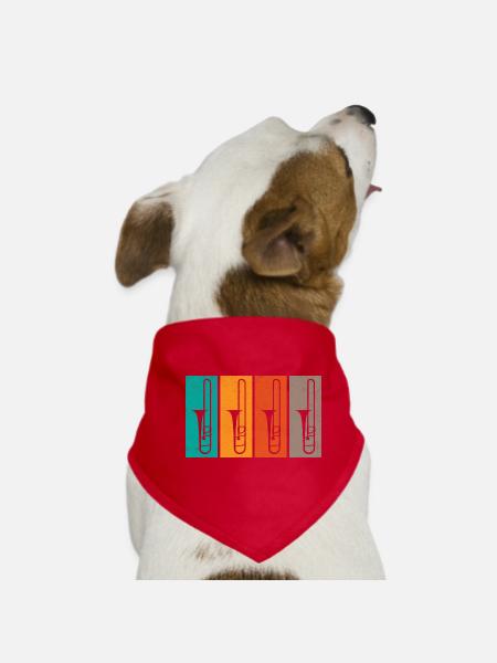 Tromboniste Rétro Trombone Marching Band Tro - Bandana pour chien - rouge - Devant