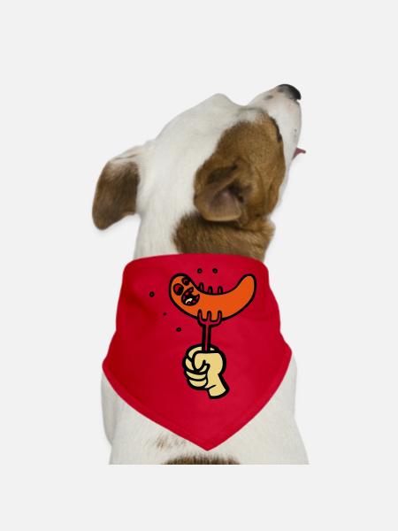 makkara wurst lustige BBQ-Cartoon-Wurstzeichnung - Hunde-Bandana - Rot - Vorne
