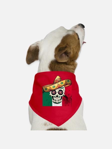 Crâne mexicain - Bandana pour chien - rouge - Devant