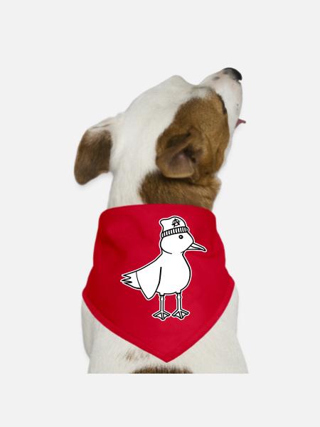 Möwe Anarchie – Freche maritim Hipster Küstenkunst - Hunde-Bandana - Rot - Vorne