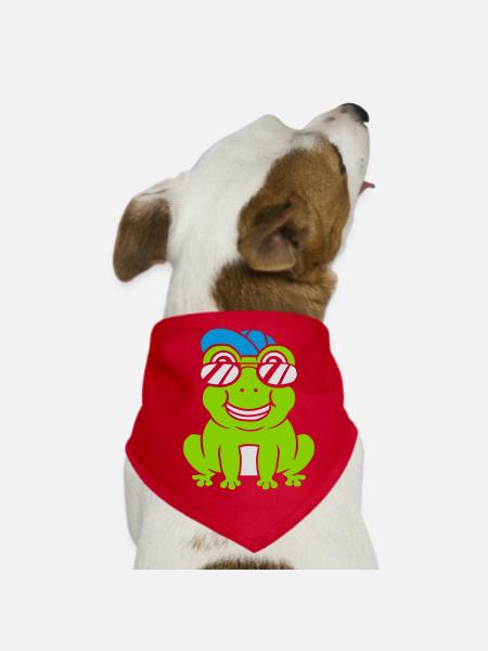 Sunglasses Cap Frog Boy - Dog Bandana - red - Front