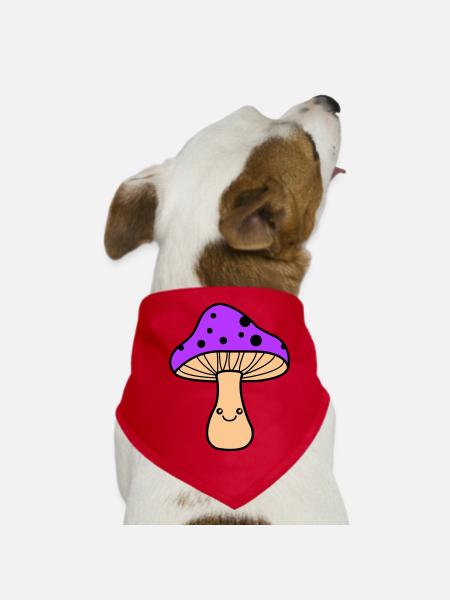 Bande dessinée champignon - Bandana pour chien - rouge - Devant