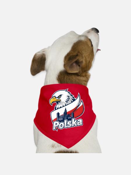 Polska-Adler und Schloss auf Flagge - Hunde-Bandana - Rot - Vorne