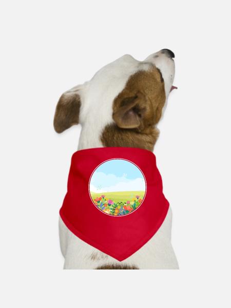 Spring Flowers Beautiful surroundings Love - Dog Bandana - red - Front
