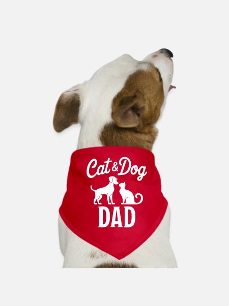 Katze und Hund Spruch Lustiges Haustier Geschenk - Hunde-Bandana - Rot - Vorne