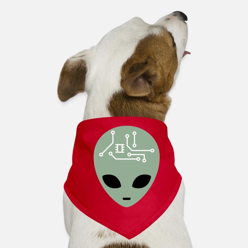Alien Head avec circuits (trois couleurs) - Bandana pour chien - rouge