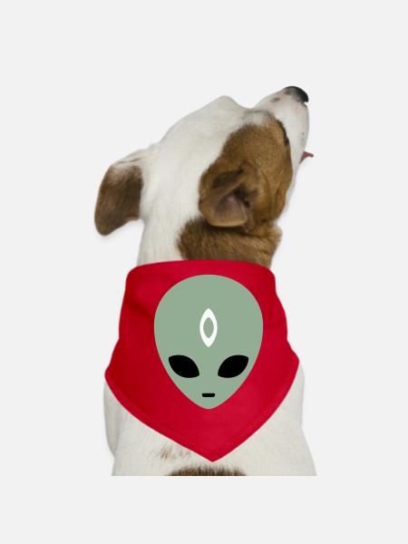 Alien Head Third Eye (drei Farben) - Hunde-Bandana - Rot - Vorne