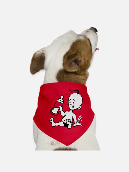 Baby with a milk bottle - Dog Bandana - red - Front