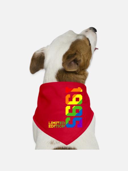 LGBTQ 1995 REGENBOGEN QUEER 30. GEBURTSTAG PRIDE - Hunde-Bandana - Rot - Vorne