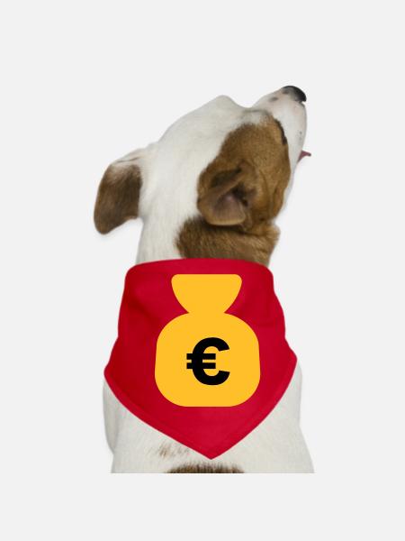 Money Euro - Dog Bandana - red - Front