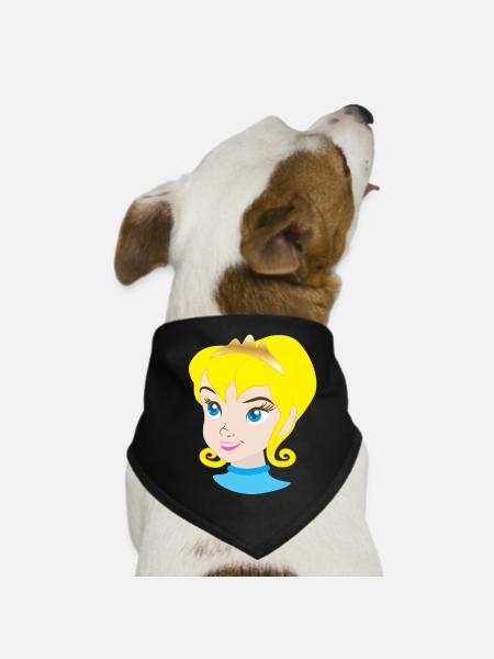 Pretty blonde princess in royal crown - Dog Bandana - black - Front