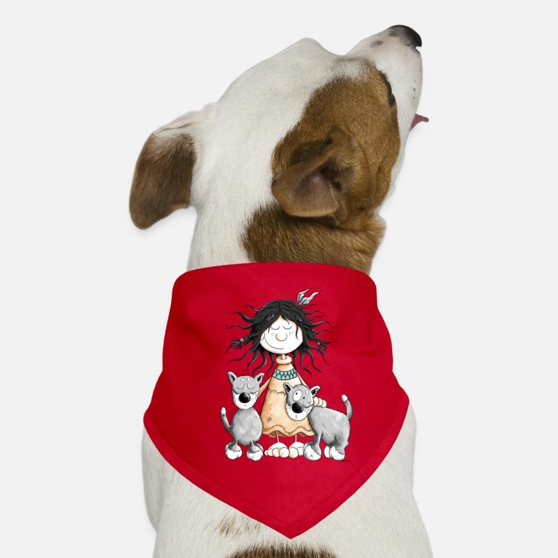 Fille indienne avec des amis de loup Bandana pour chien