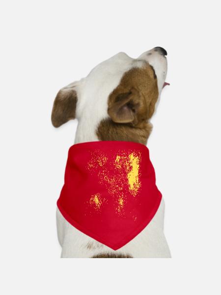 Abstraktes Design / gold / Linie / Muster - Hunde-Bandana - Rot - Vorne