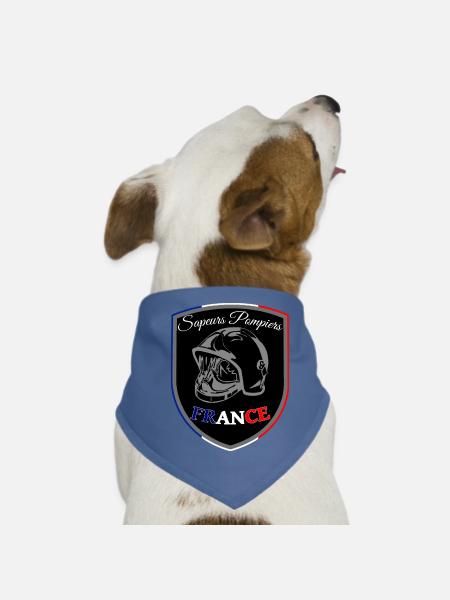 Firefighter blue white red France pennant BLACK - Dog Bandana - red - Front