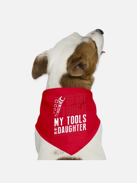 Mechanic Do Not Touch My Tools Or My Daughter - Dog Bandana - red - Front