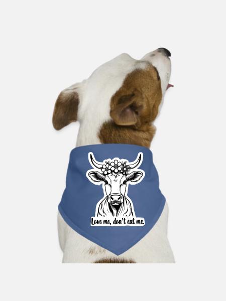 Love Me Don't Eat Me – Fine Line Cow - Dog Bandana - red - Front