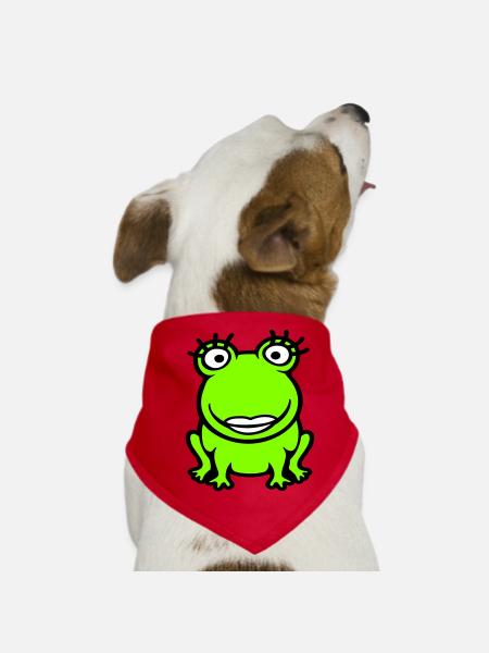 Frog Girl Eyelashes Pretty Woman Female Girl - Dog Bandana - red - Front