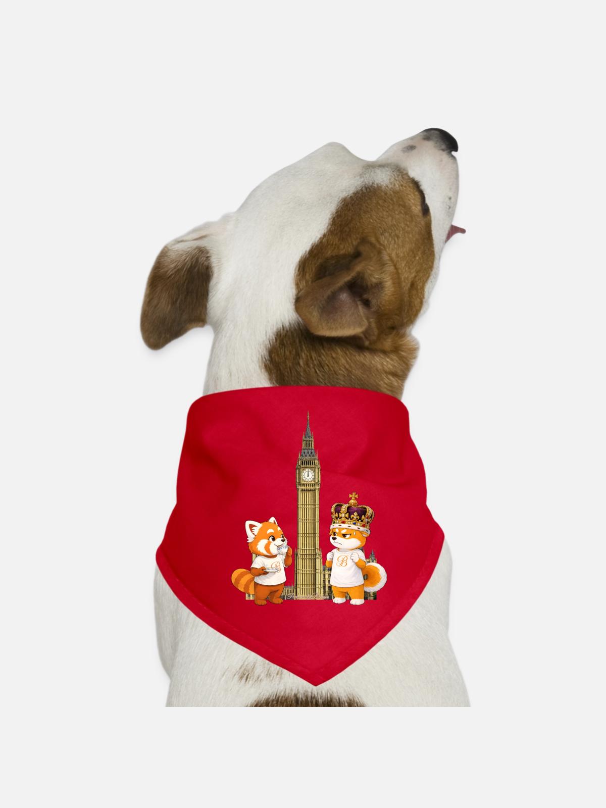 Lazy & Grumpy in London - Dog Bandana - red - Front