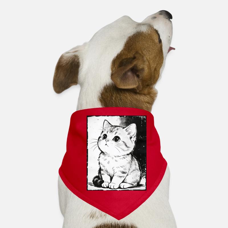 Croquis de chat noir et blanc Bandana pour chien