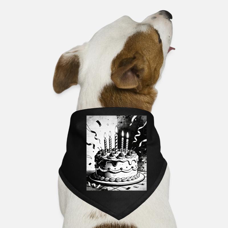 Monochrome Birthday Cake Candles Dog Bandana